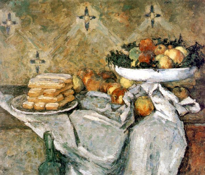 Paul Cezanne Plate with fruits and sponger fingers China oil painting art